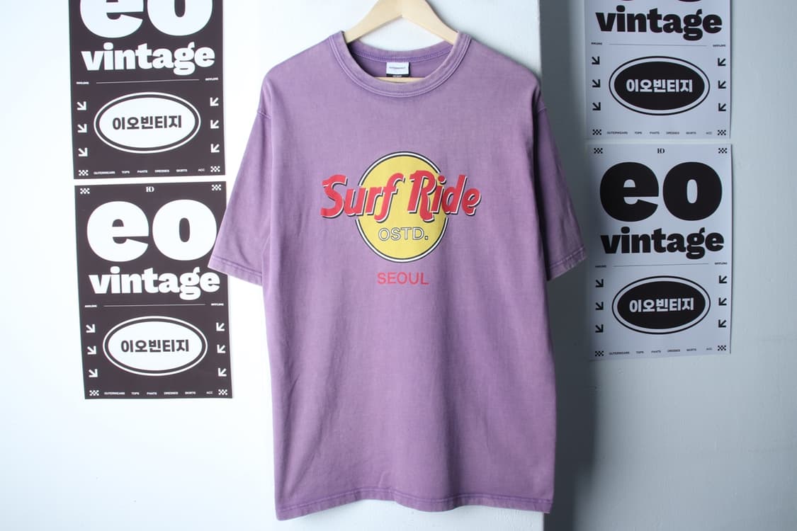(M-XL) 아웃스탠딩 반팔 티셔츠 서프라이드 워싱 퍼플-H33168 상품이미지2