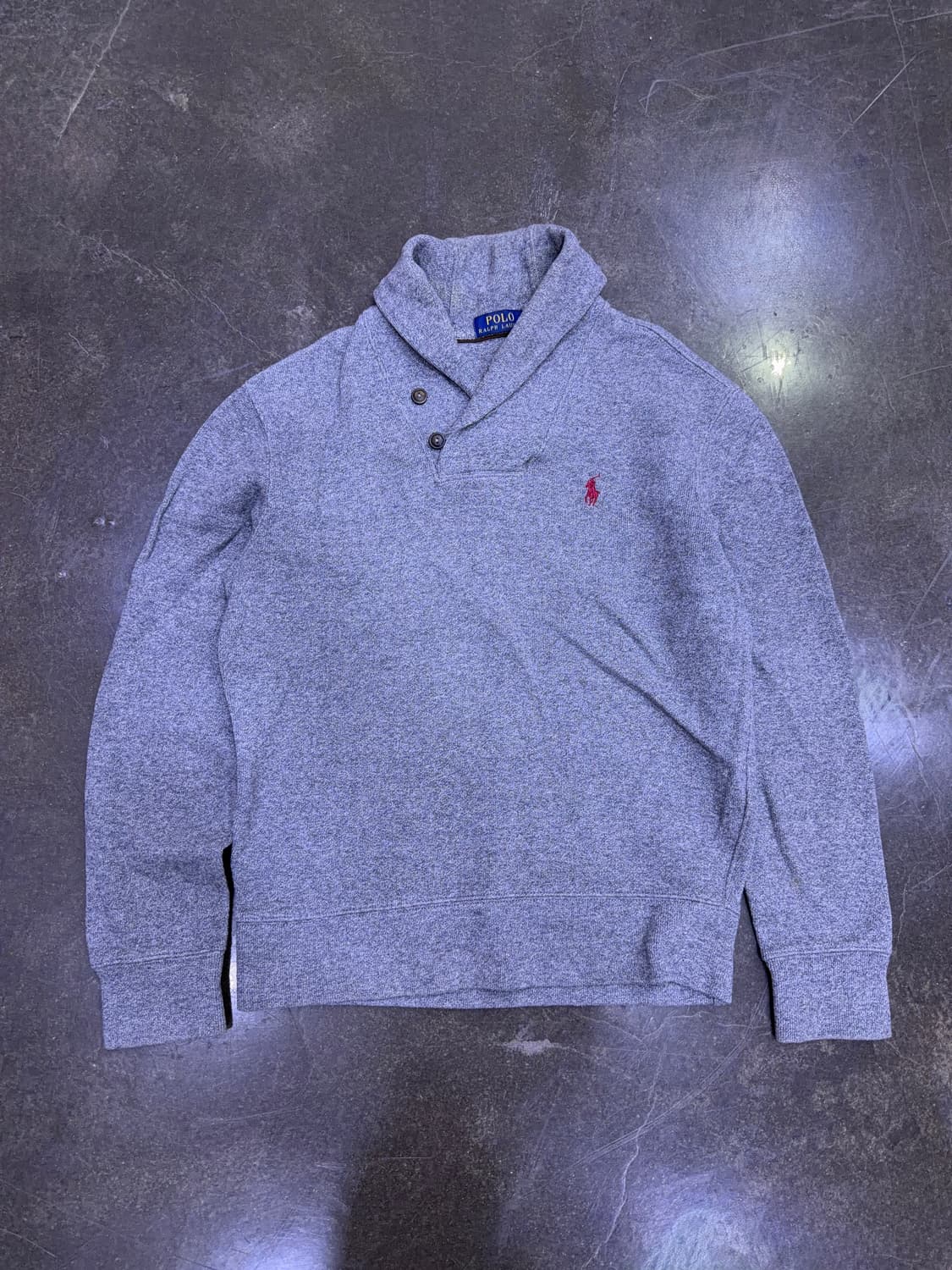 폴로 랄프로렌 클래식 숄카라 니트 스웨터 그레이 가디건 S 상품이미지1