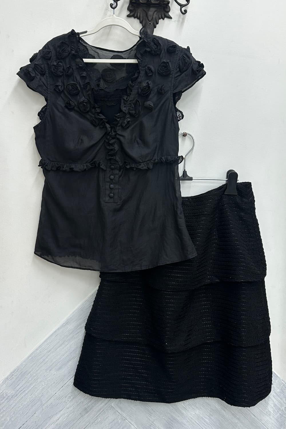 🖤지뢰계 블랙 코디세트🖤 공겜여주 블랙갸루 블라우스 쇼콜라 마계 상품이미지3
