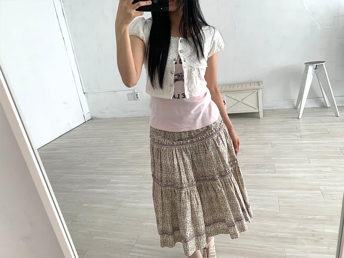 Floral Tiered Midi Skirt 상품이미지3