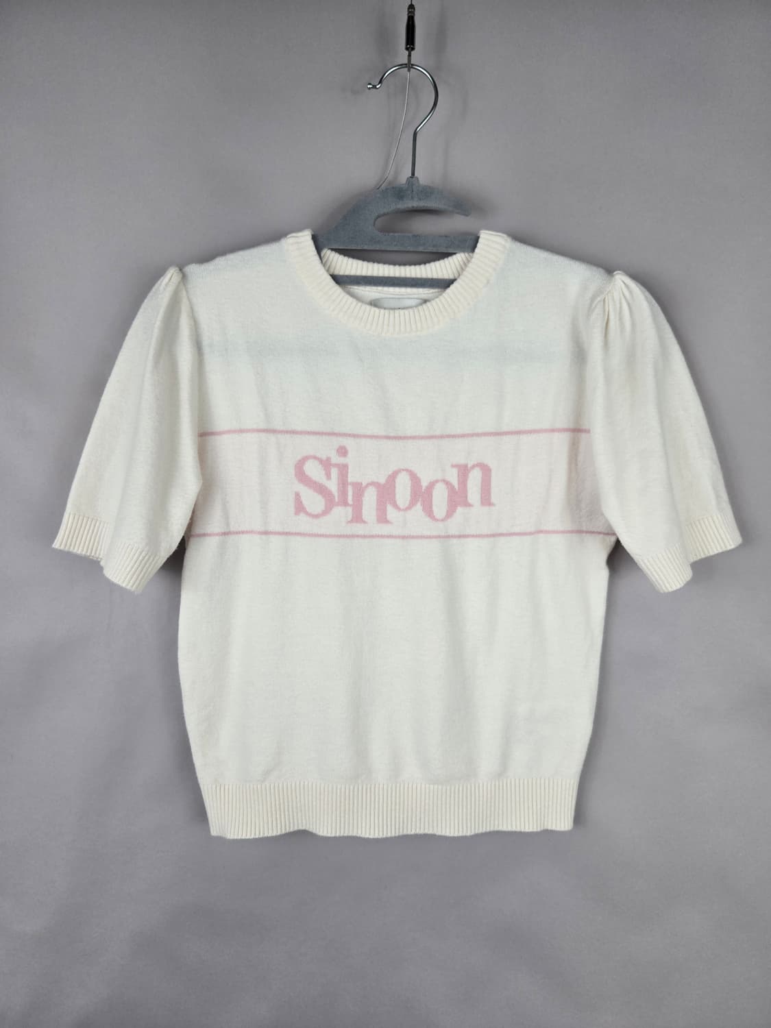 [무료배송]Sinoon 시눈 F 여성 로고 반팔 니트 니트티 상품이미지2