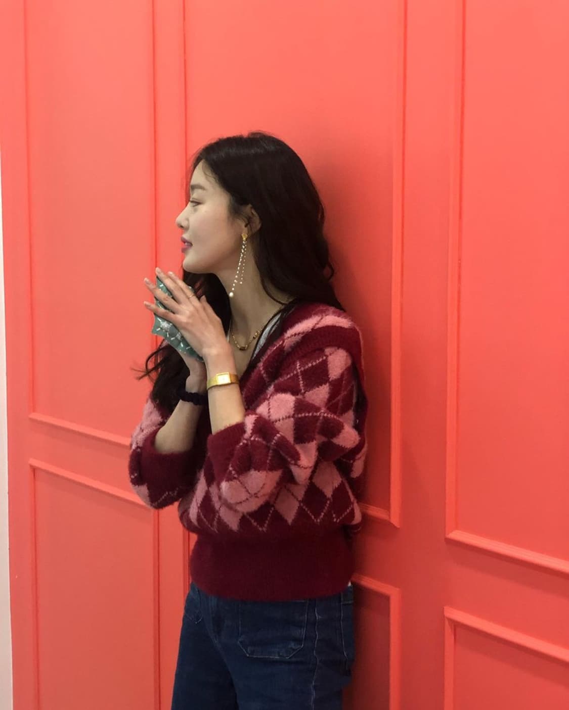 보카바카 아가일 니트 (한선화 착용) 상품이미지1