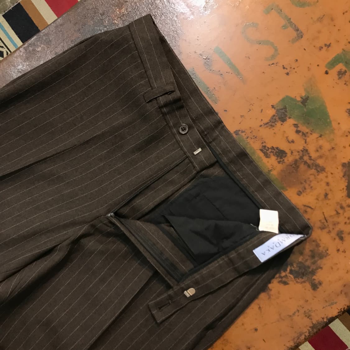 빈티지 브라운 스트라이프 울 트라우저 슬랙스 허리 31 32  상품이미지5