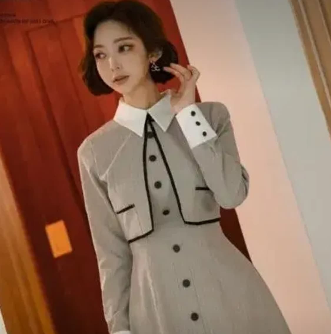 체크 케이프 원피스 슬림핏 상품이미지8