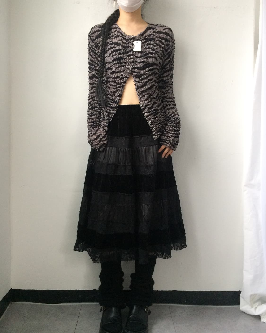 Zebra pattern pleats cardigan 상품이미지4