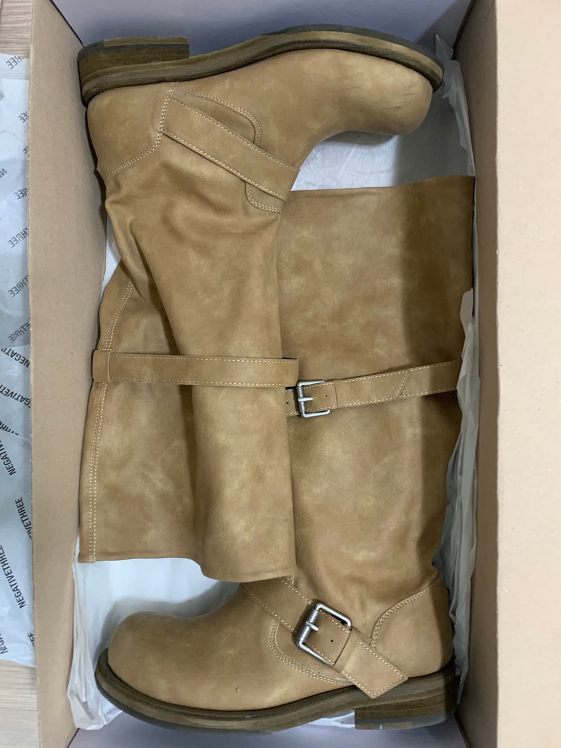 네가티브쓰리 NEGATIVE THREE 롱 부츠 워시드 베이지 240사이 상품이미지1