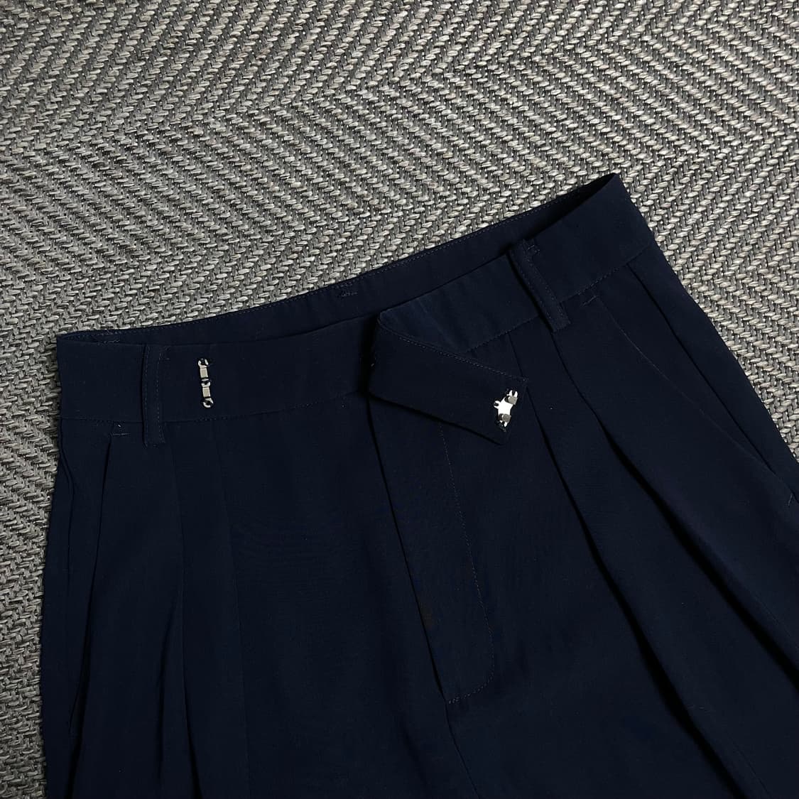 빈티지 핀턱 와이드 슬랙스 팬츠 네이비y 5334 상품이미지5