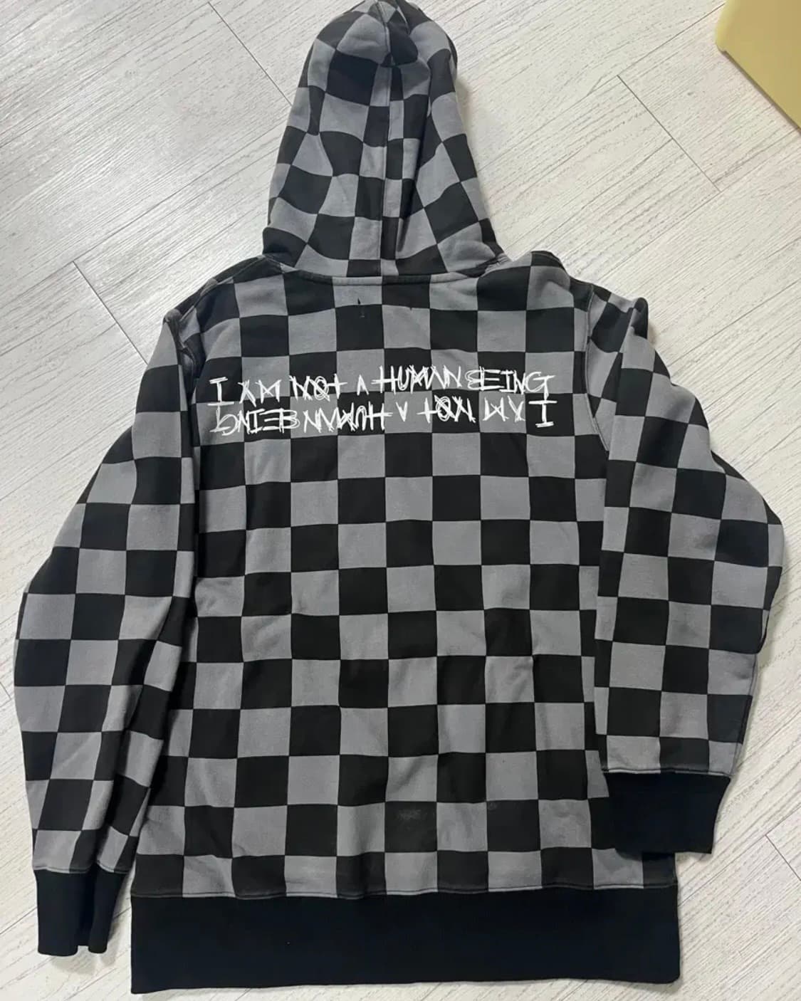 아이엠낫어휴먼비잉 체크 후드티 상품이미지2