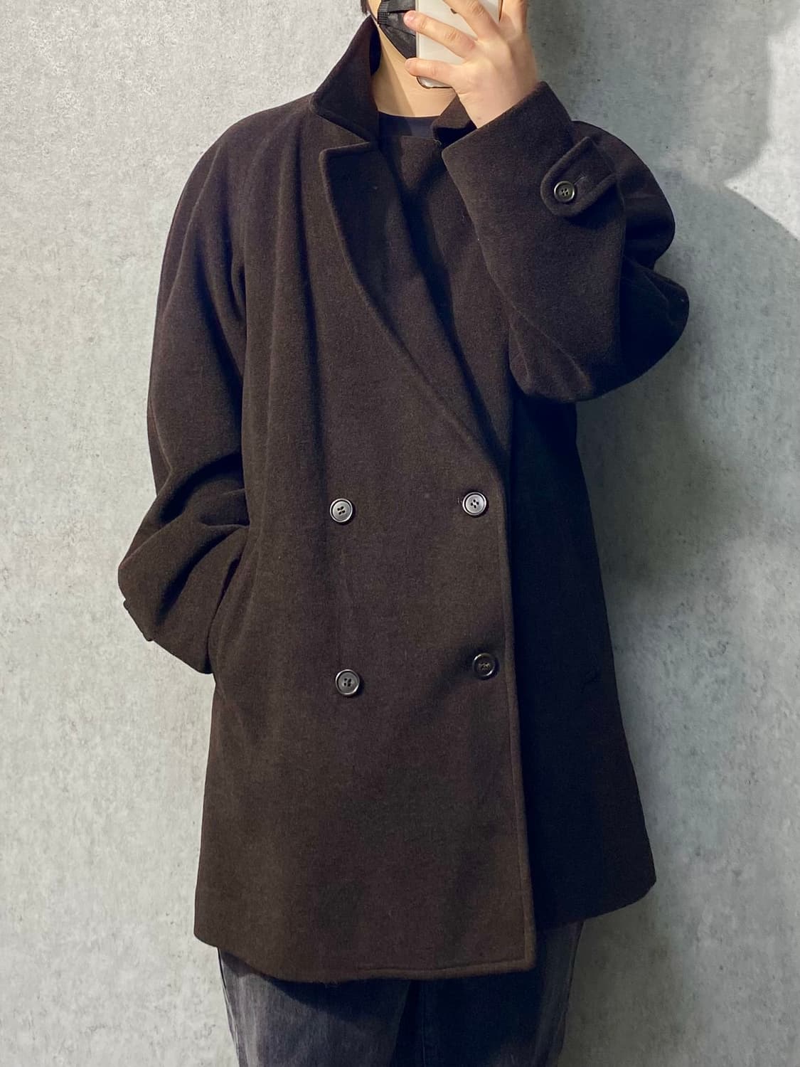 [L] 90s Bato-Loto 브라운 캐시미어 블렌디드 더블 코트 상품이미지8
