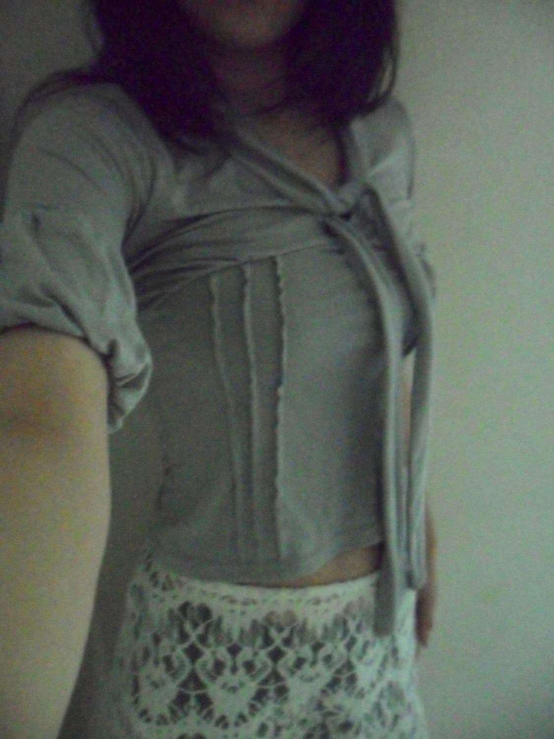 vintage tie tee  &  lace layered skirt 상품이미지5