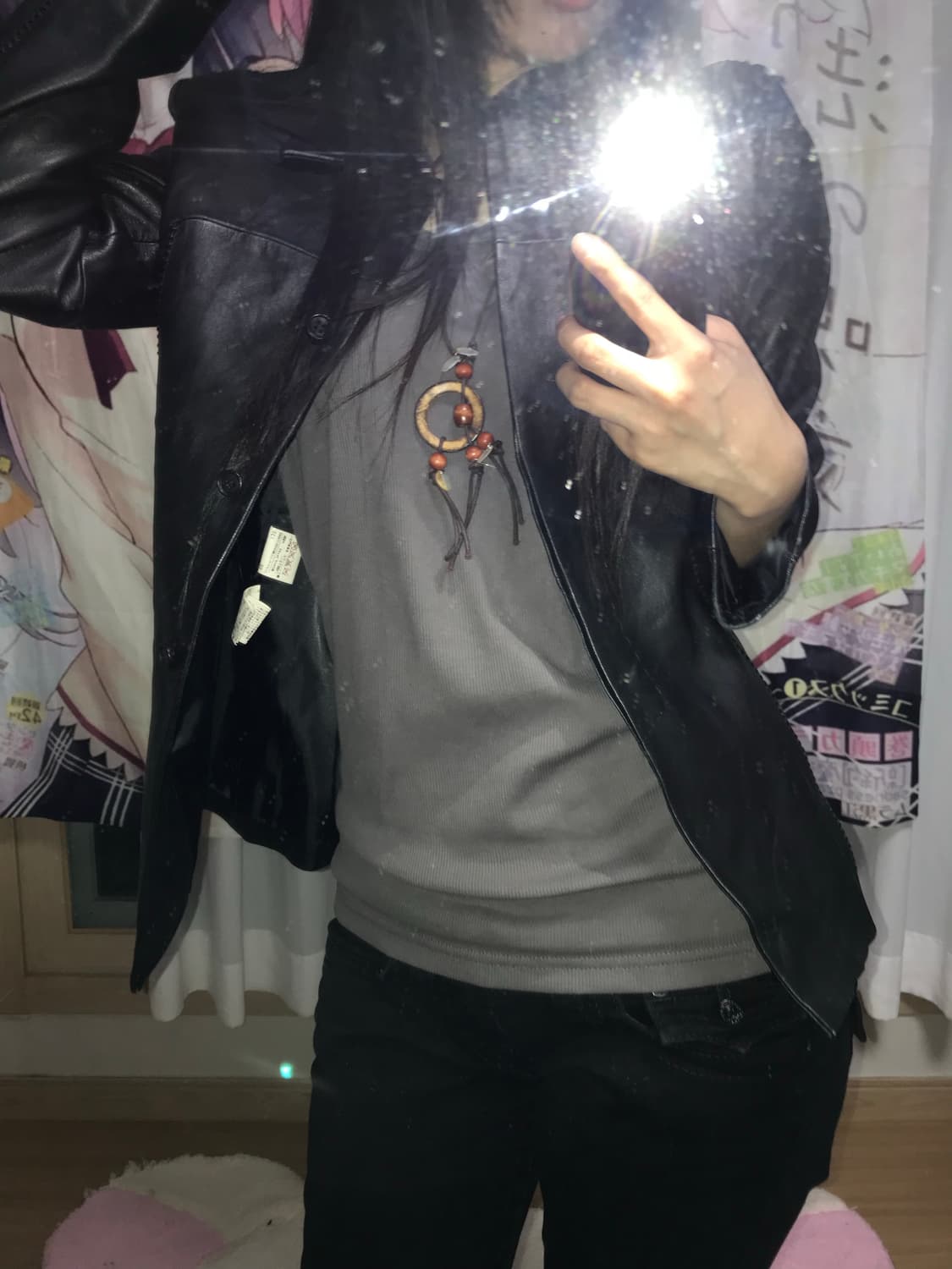 블랙 슬림핏 레더자켓 상품이미지5