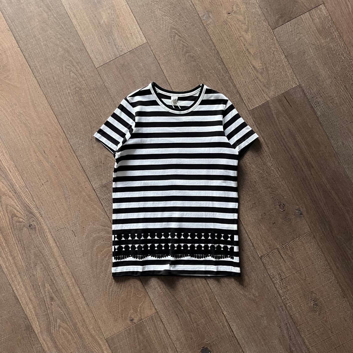Velour Pattern Stripe Half T 상품이미지1