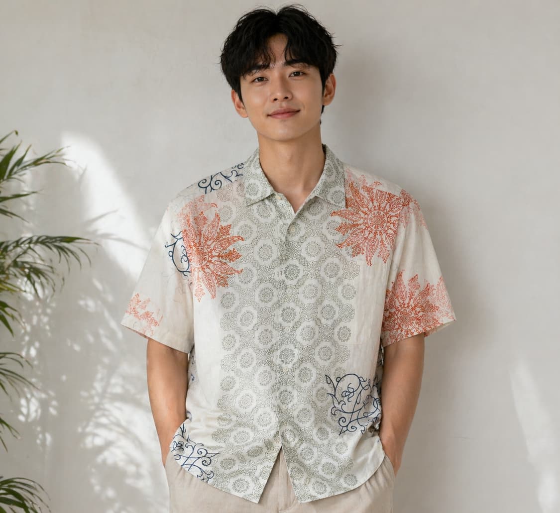 [95~100] Jim Thompson 100% 린넨 반팔 셔츠 상품이미지1