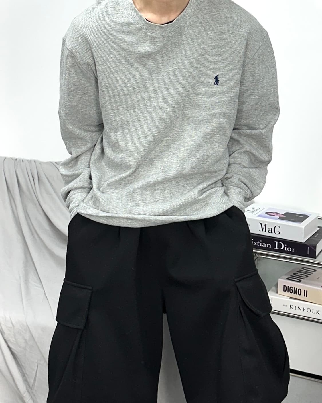 폴로 랄프로렌 그레이 와플티 XL 상품이미지1