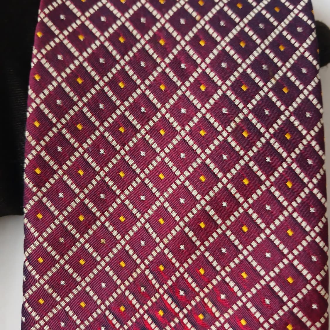 아쿠아스큐텀 실크 와인 기하 패턴 넥타이 9.4cm A등급 A19881
 상품이미지6