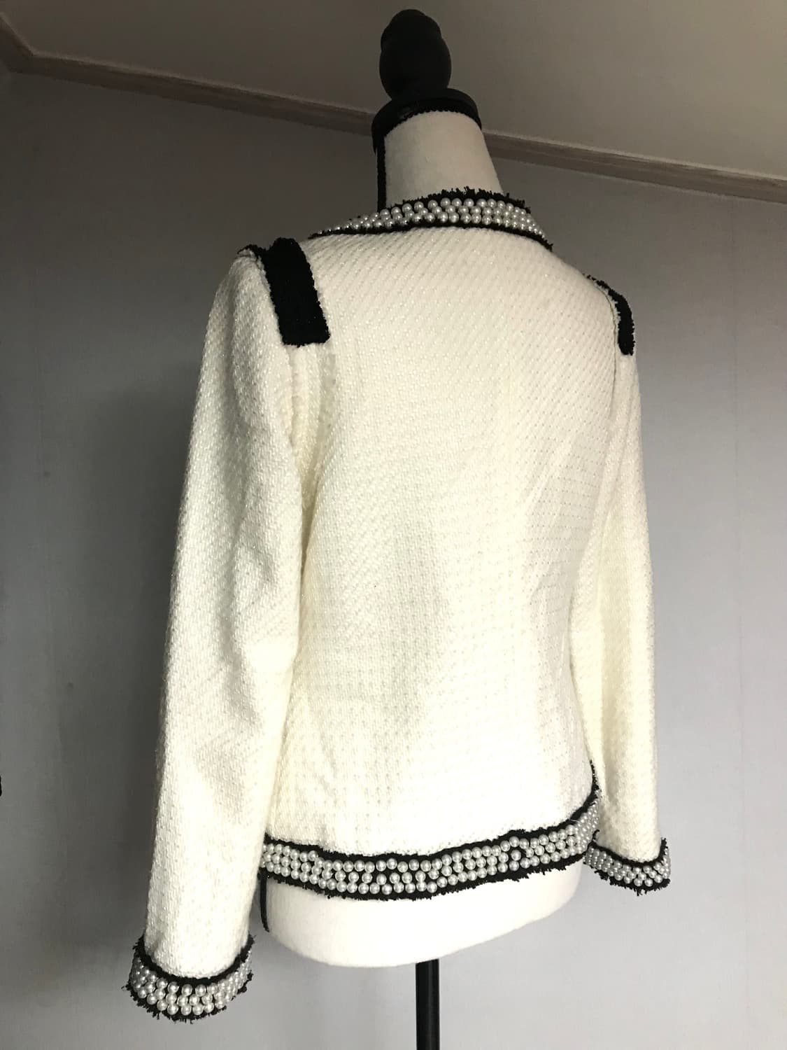 Pearl Trimmed Tweed Open Jacket 상품이미지4