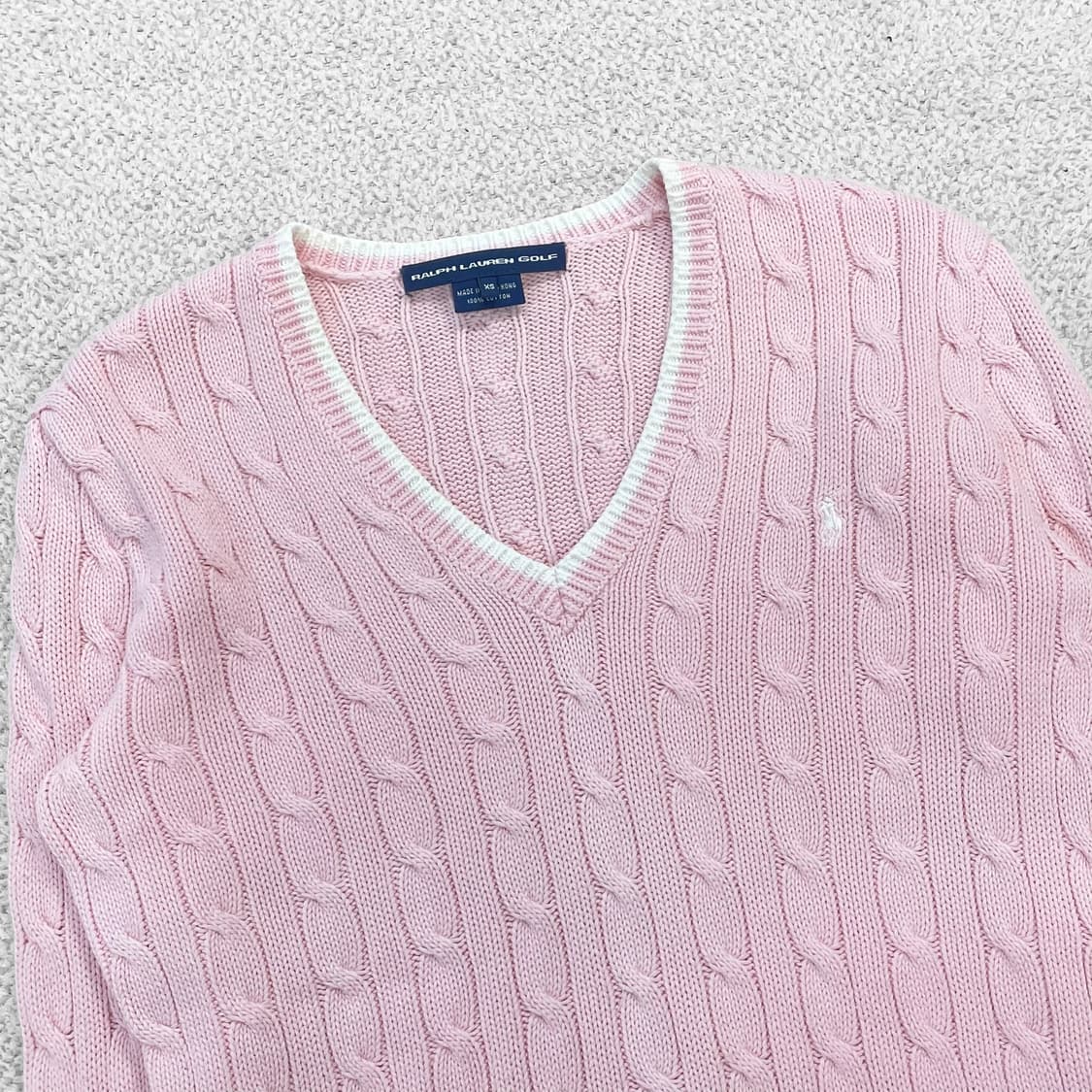 폴로 랄프로렌 우먼스 케이블 브이넥 니트 핑크 상품이미지3