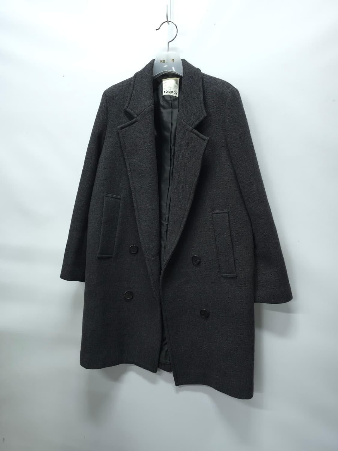 톰보이 여성 울100% 다크그레이 더블 버튼 코트(66) 상품이미지2
