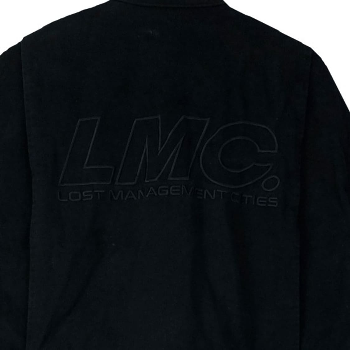 [LMC] 뒷판 빅로고 인조 스웨이드 크롭 집업 자켓 블랙 M15564 상품이미지6