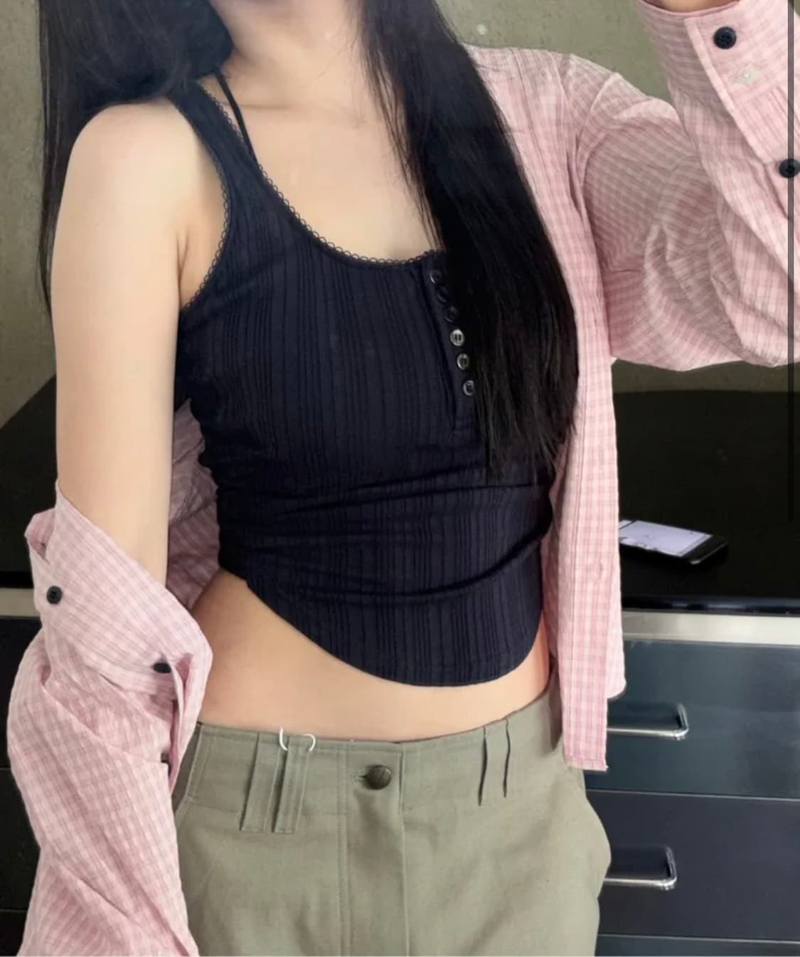 플리즈노팔로우 Taryn Patch Check Shirt Pink 상품이미지3