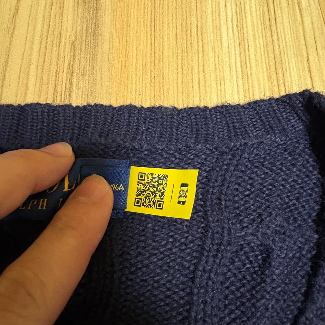 폴로 랄프로렌 포니 케이블 니트 네이비 M(L) (매장 QR정품) 상품이미지7