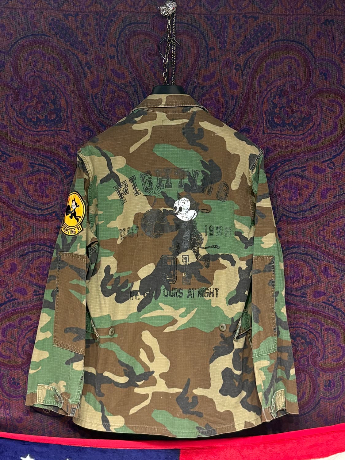 미군 bdu 우드랜드 펠릭스 더 캣 프린팅 커스텀 자켯 상품이미지1