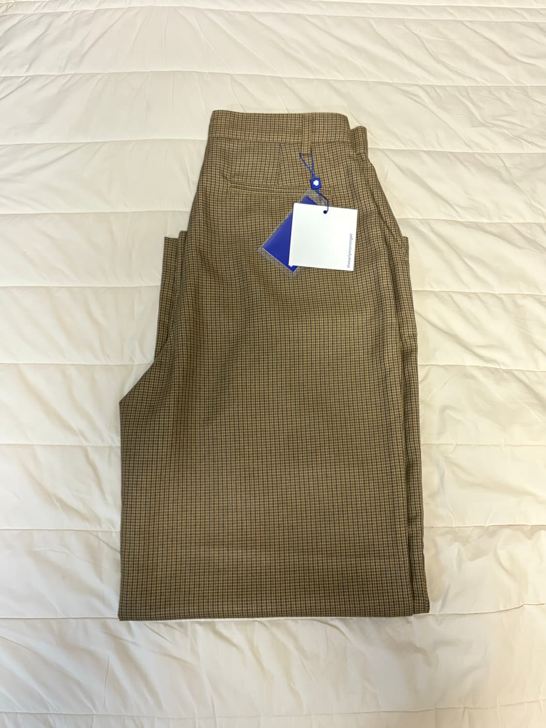 떼마 앤티크 체크 트라우저 네이비 카멜 2 상품이미지3