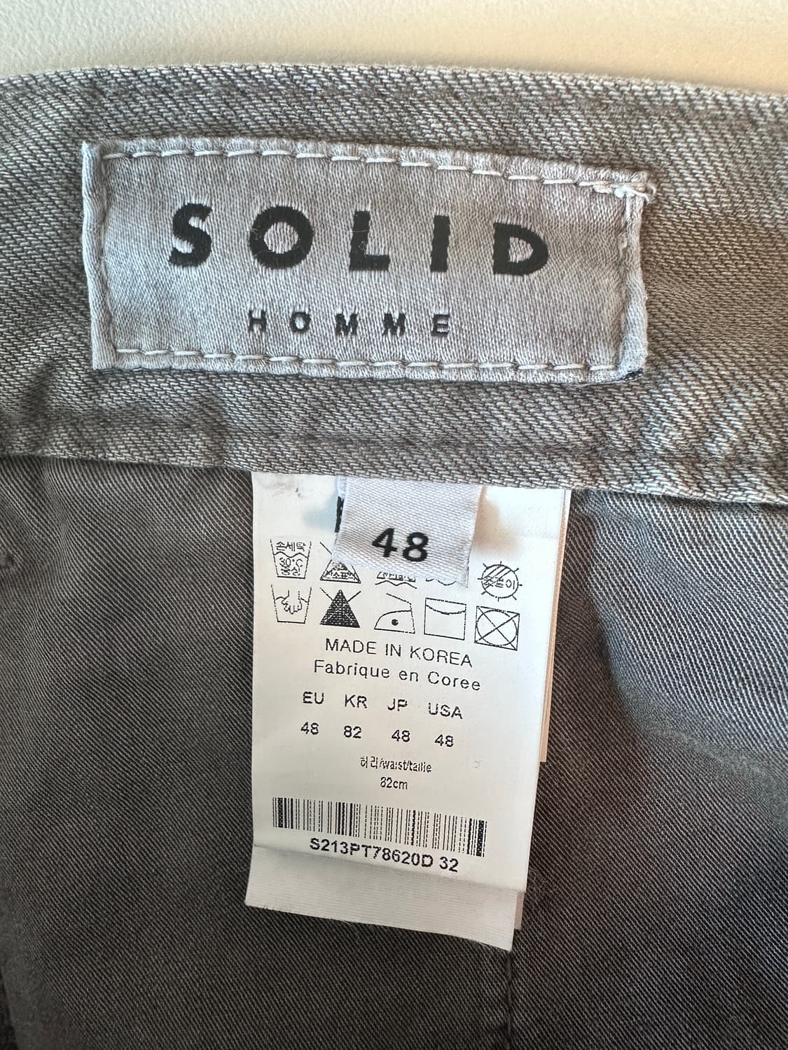 솔리드 옴므 21SS 차콜 그레이 크롭 팬츠 빈티지 상품이미지5