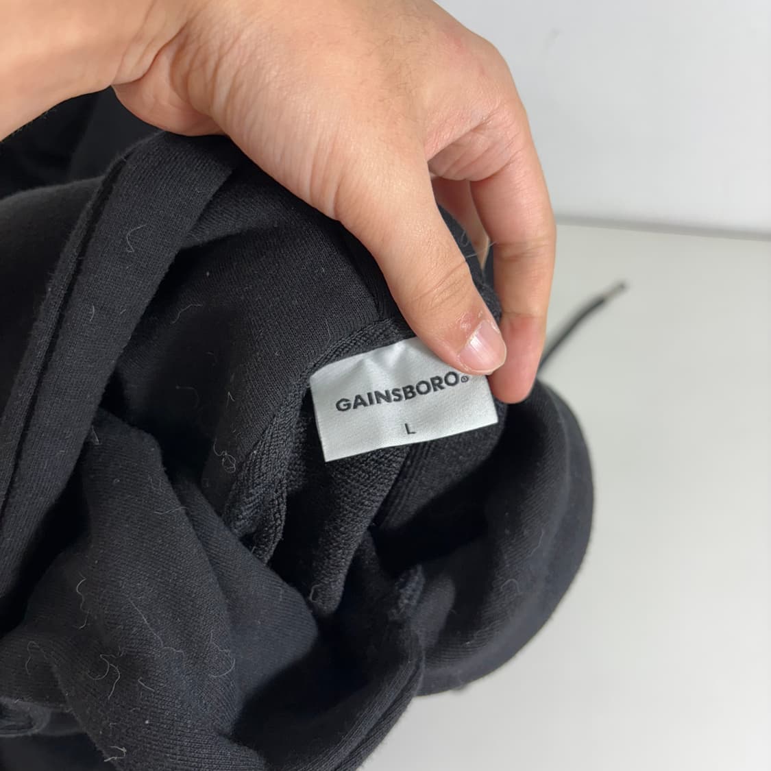 L-XL 게인스보로 블랙 오버핏 스웻코튼 후드티 상품이미지4