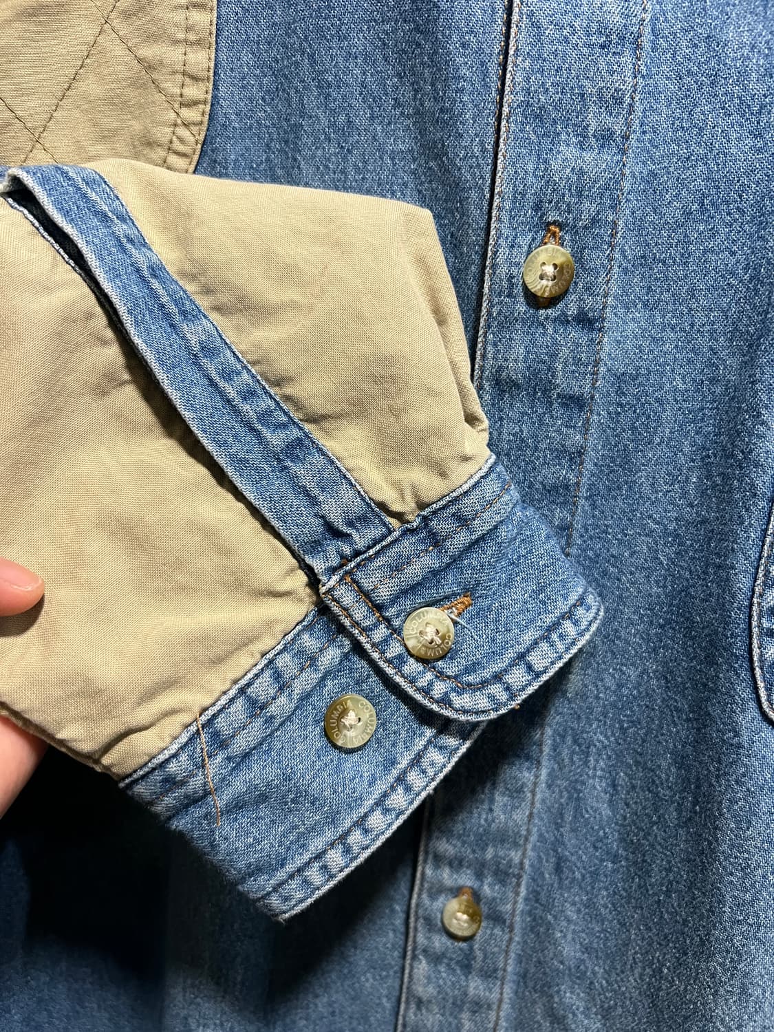 [XL]90's 컬럼비아 USA 건패치 데님 헌팅 셔츠 상품이미지5