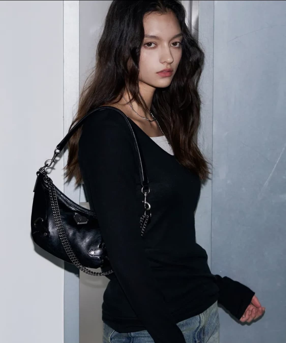 레더리 빈티지 체인 크로스 숄더백 상품이미지1