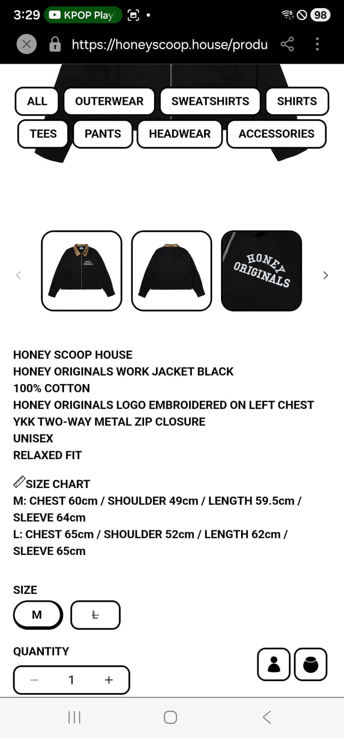 허니스쿱하우스 허니 오리지널스 워크 자켓 블랙 상품이미지2