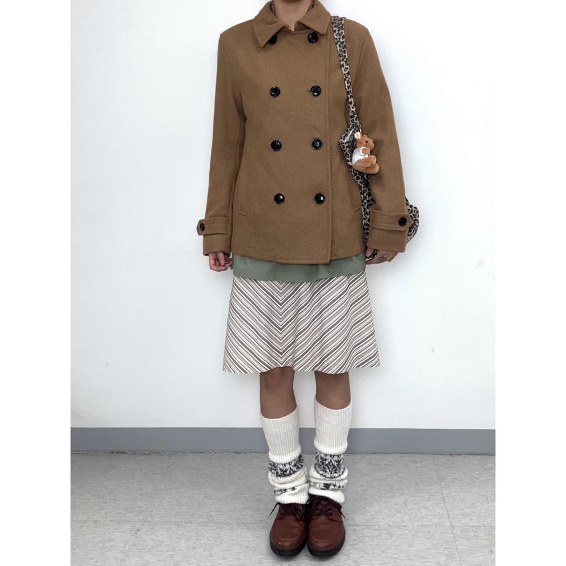 빈티지 브라운 울 더블코트 상품이미지2