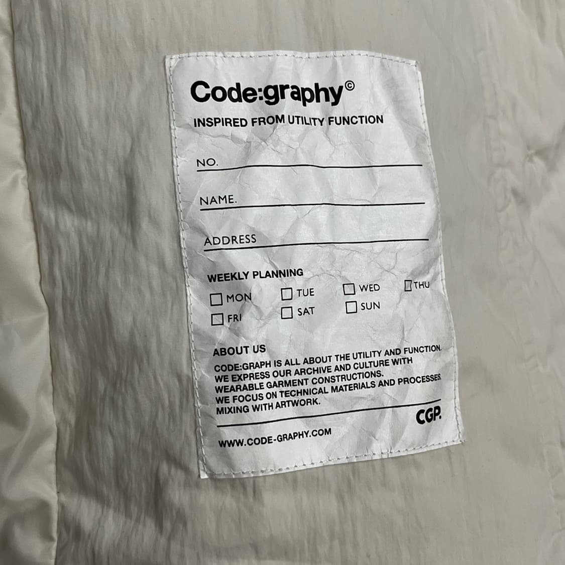 [정품/S] 코드그라피 오버핏 패딩 아이보리 b18 상품이미지10