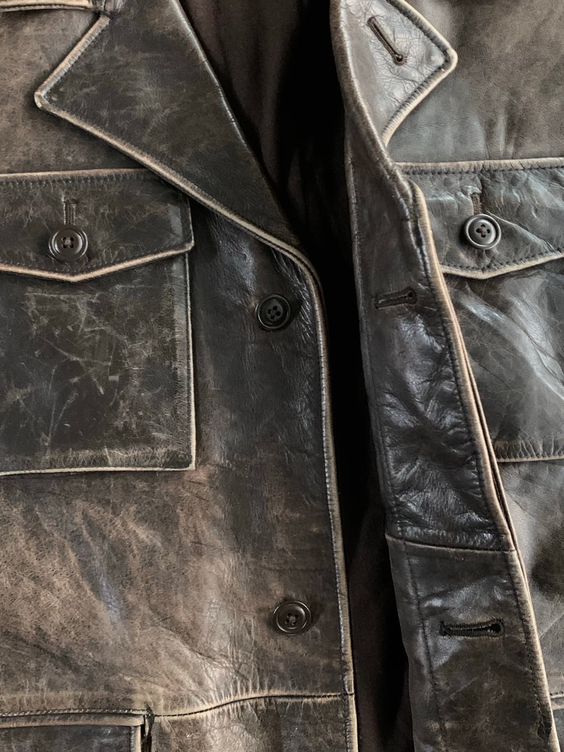 2000s 올드 갭 M-43 모티브 레더 필드 자켓 브라운 상품이미지4