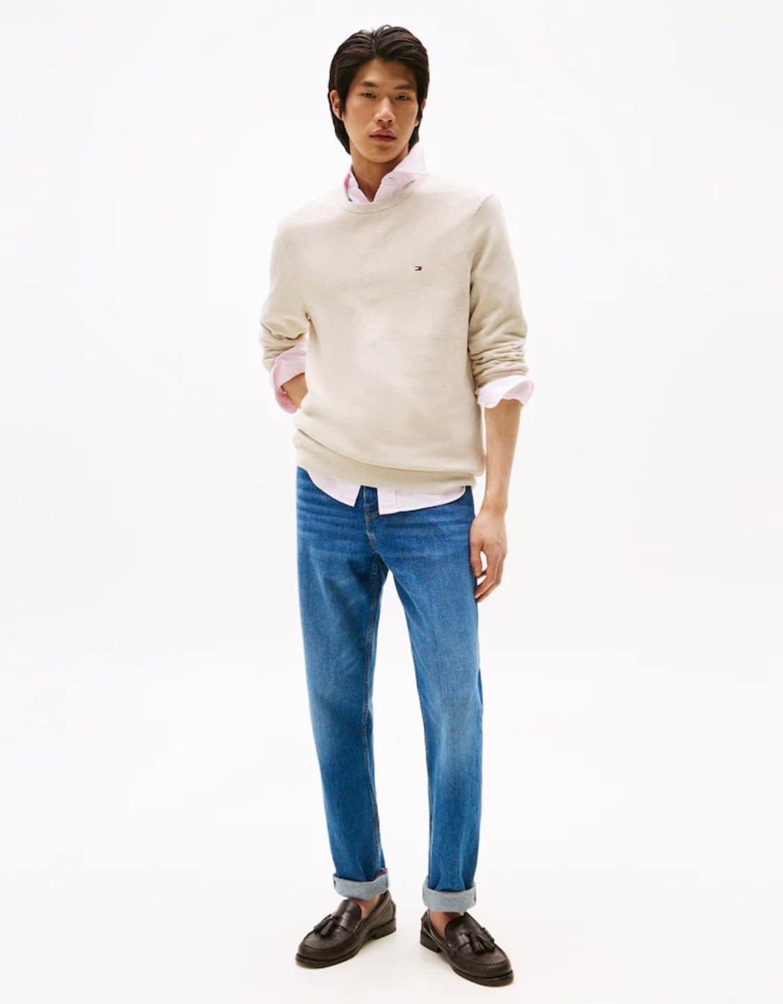 타미힐피거 스트럭처 크루넥 스웨터 오트밀 XL 새상품 상품이미지2