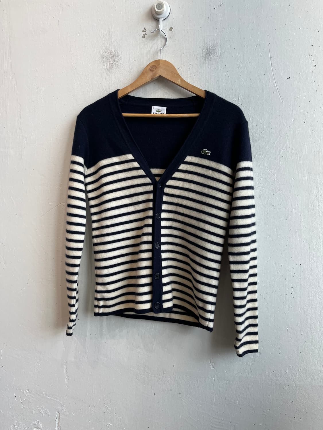 라코스테 여성 스트라이프 퓨어울 가디건 3 상품이미지1