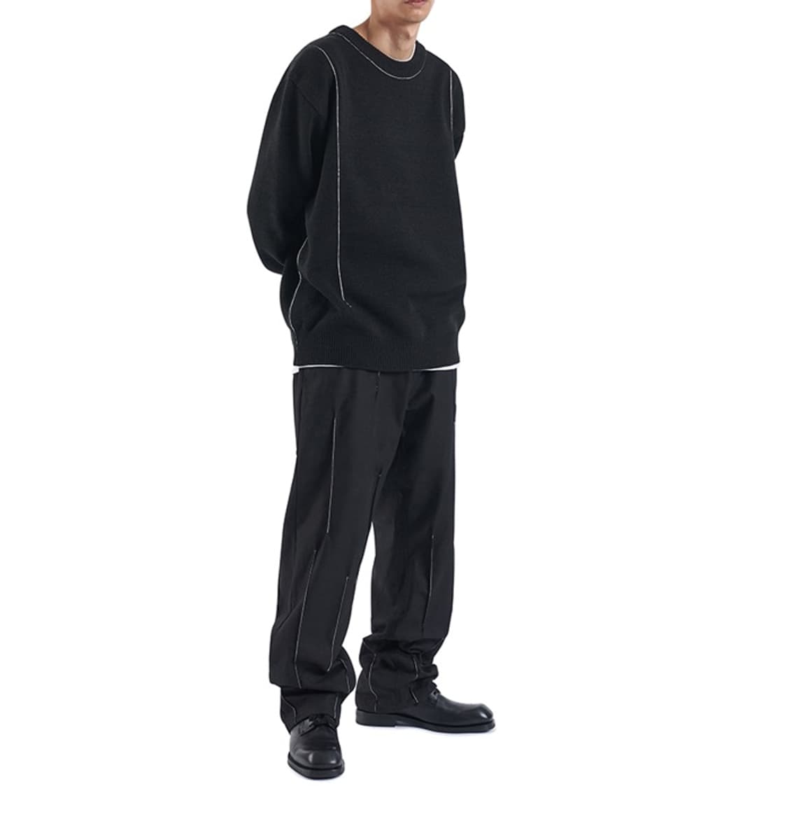 노매뉴얼 P.L 스티치 팬츠 블랙 상품이미지1