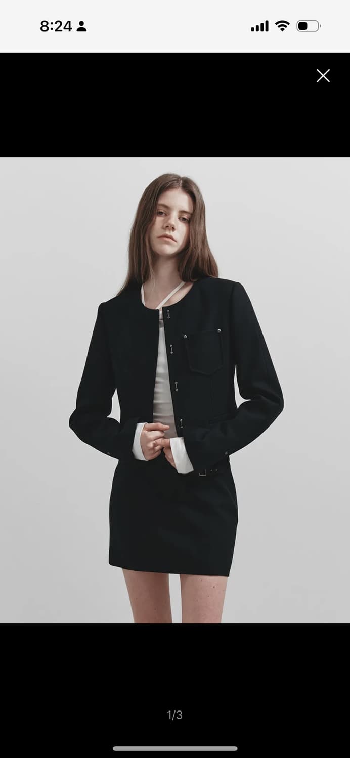 레이브 Round-neck Twill Jacket in Black VW5 상품이미지1