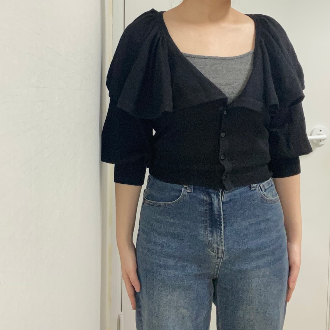프릴 빅카라 가디건 상품이미지3
