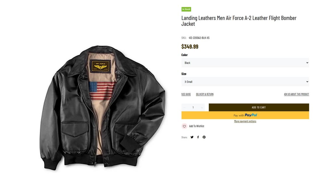 [XXL] Landing Leathers A-2 레더 플라이트 자켓 블랙 상품이미지10