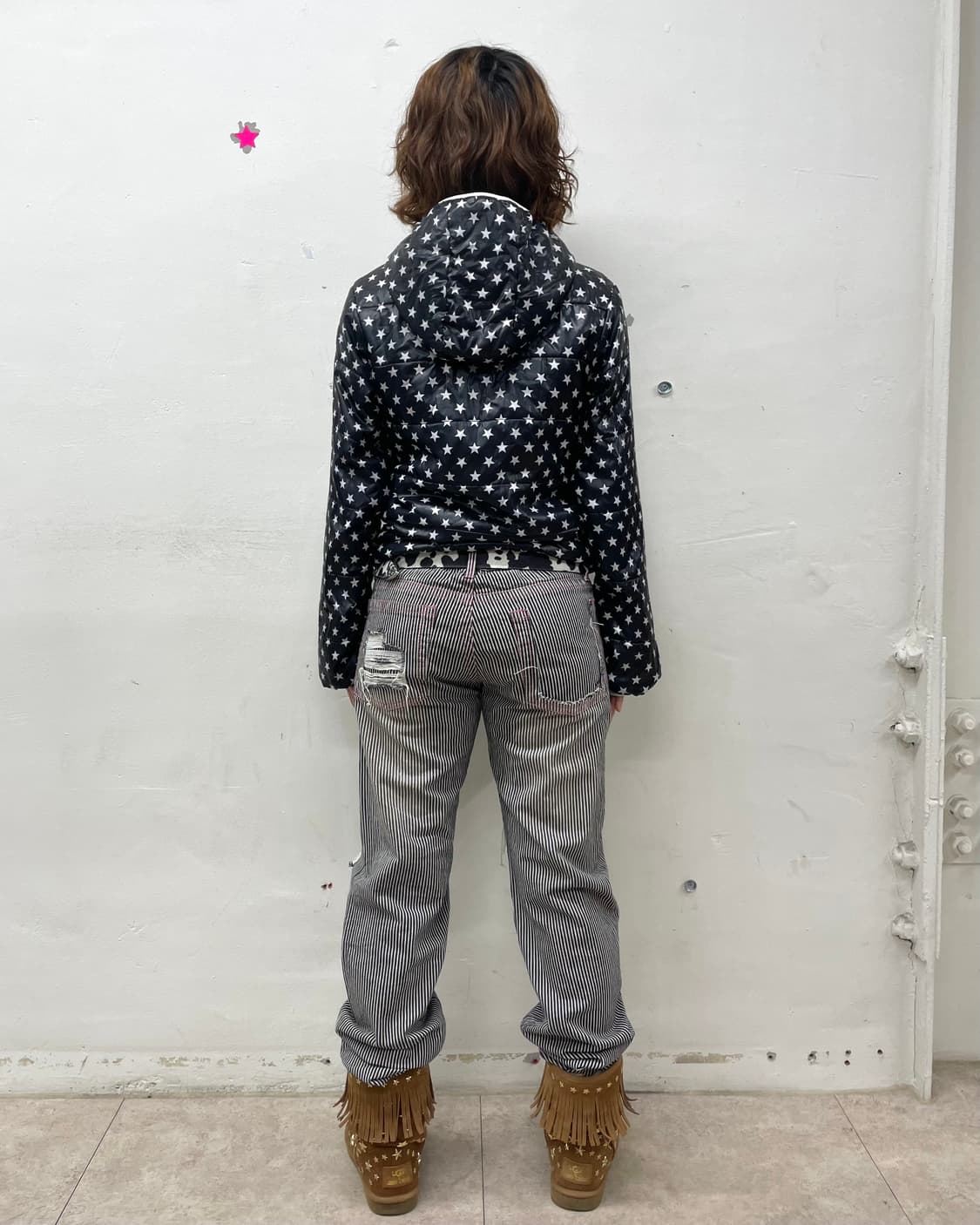 Glossy star black padded jacket 상품이미지6