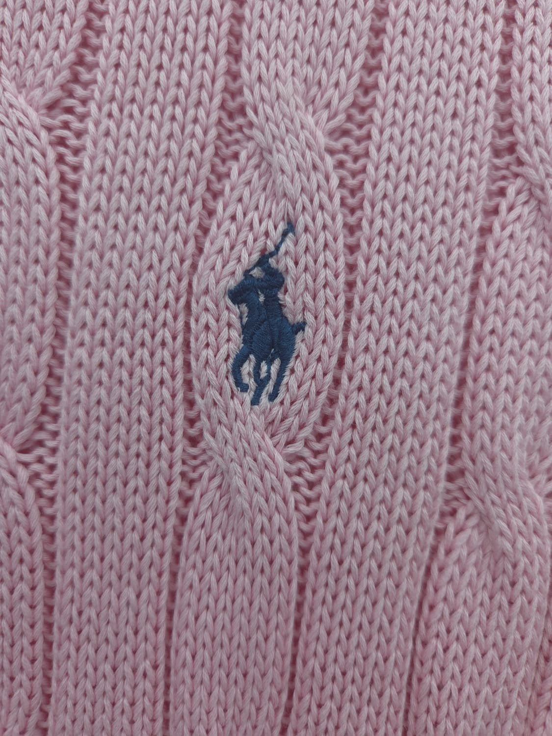 XS [큐알정품]폴로 랄프로렌 핑크 케이블 반팔 니트 상품이미지3