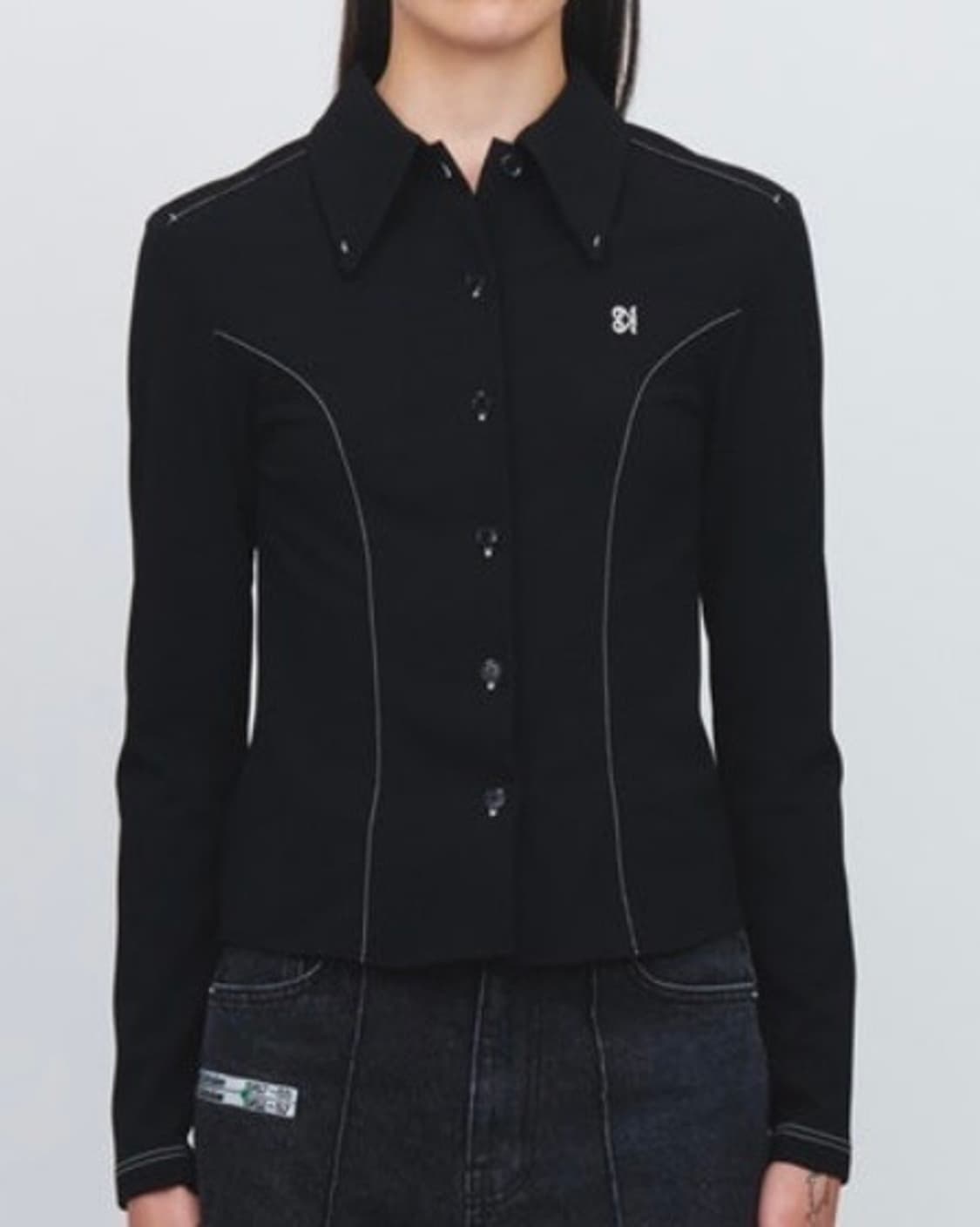 기준 블라우스 셔츠 블랙 상품이미지2