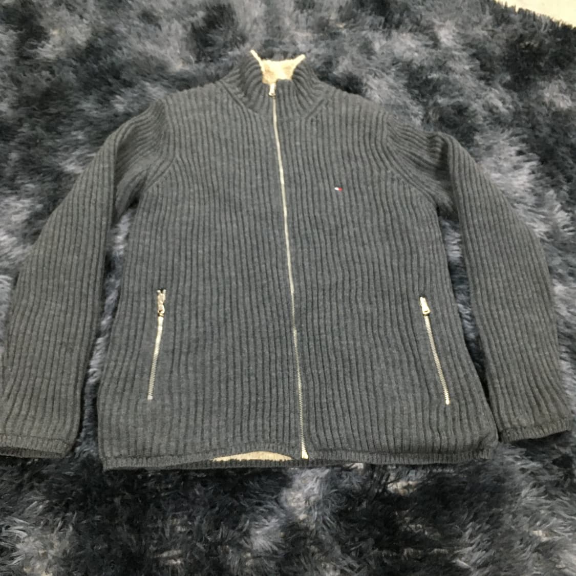 투티/0320 tommy hilfiger 울 안감 니트 집업 플리스 자켓 상품이미지3