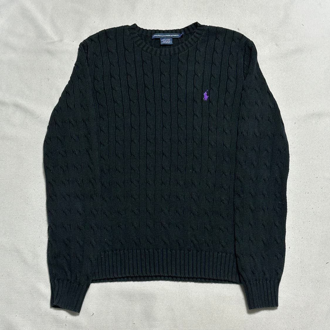 XL 폴로랄프로렌 여성용 코튼 케이블 블랙 니트 상품이미지2