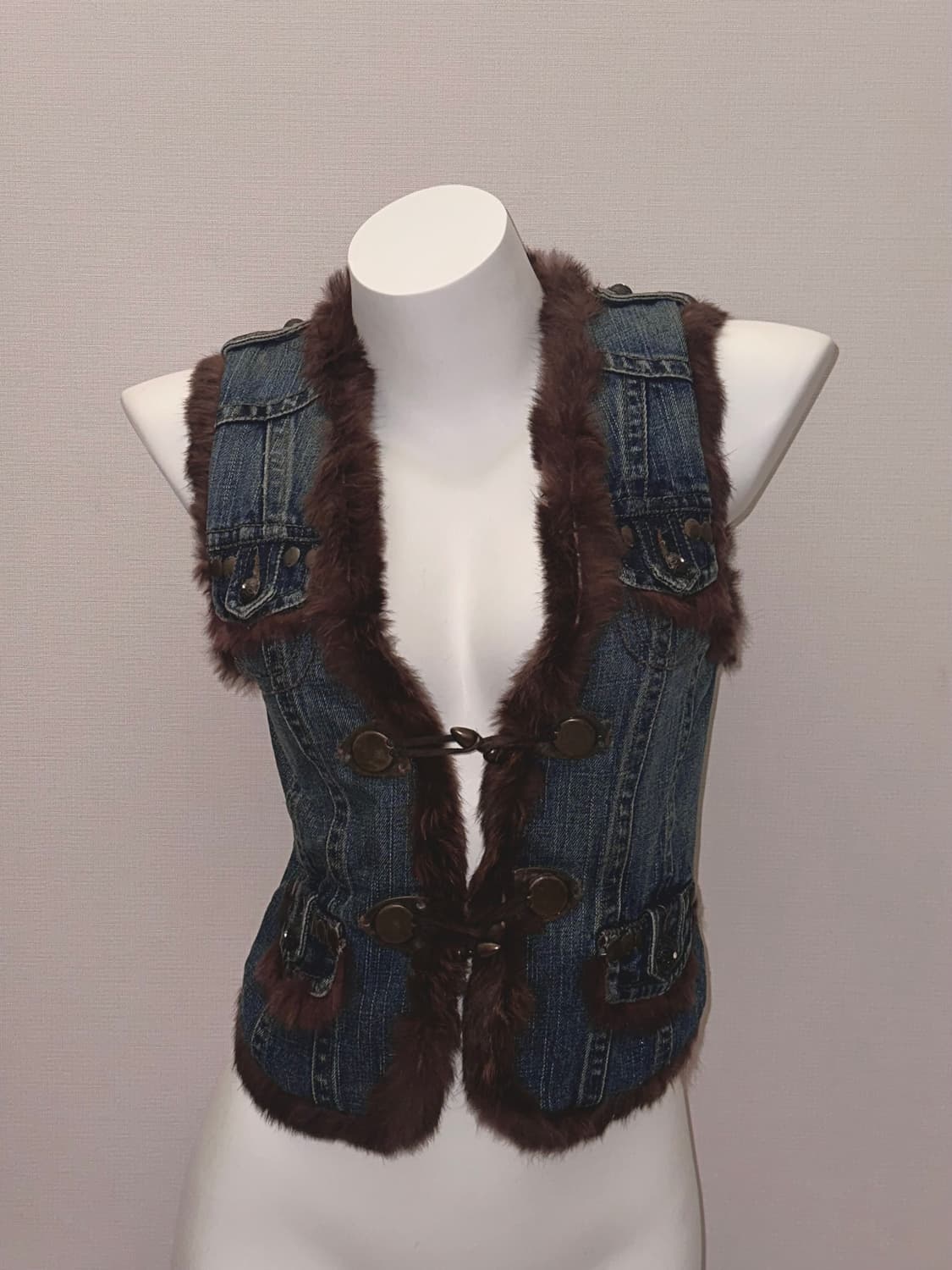 빈티지 퍼 청자켓 베스트 상품이미지1