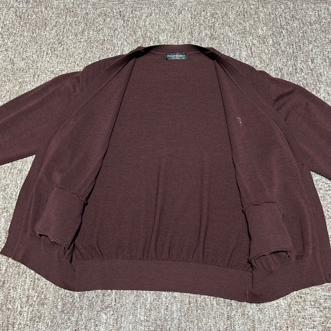 S) YSL 생로랑 입생로랑 버건디 가디건 상품이미지5