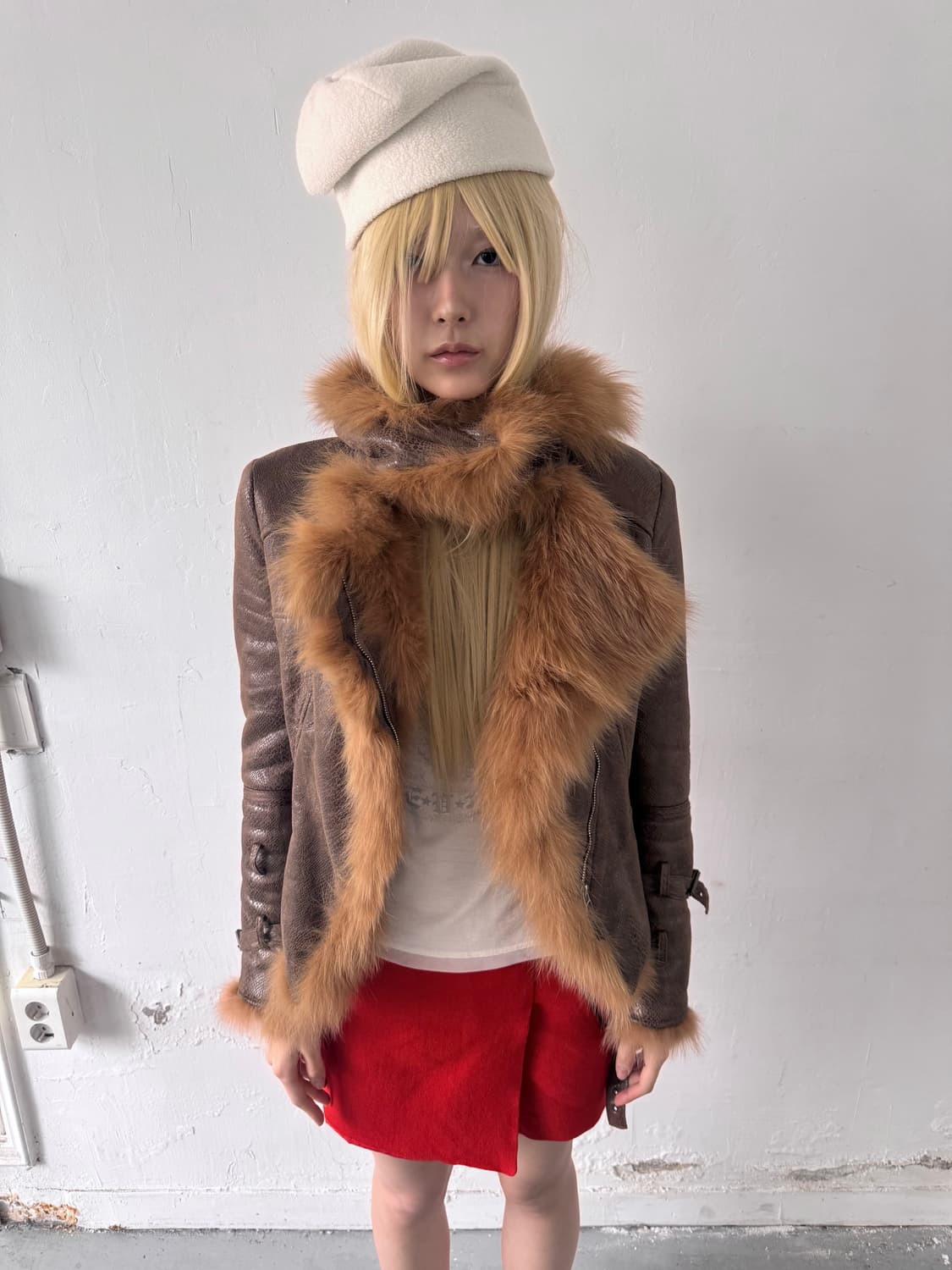 Slim fur trimming jacket 상품이미지2