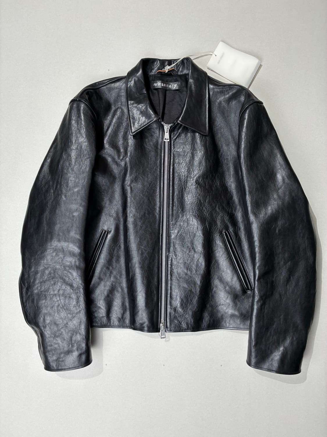 아워레가시 미니 자켓 탑 다이드 블랙 레더 52사이즈 상품이미지6